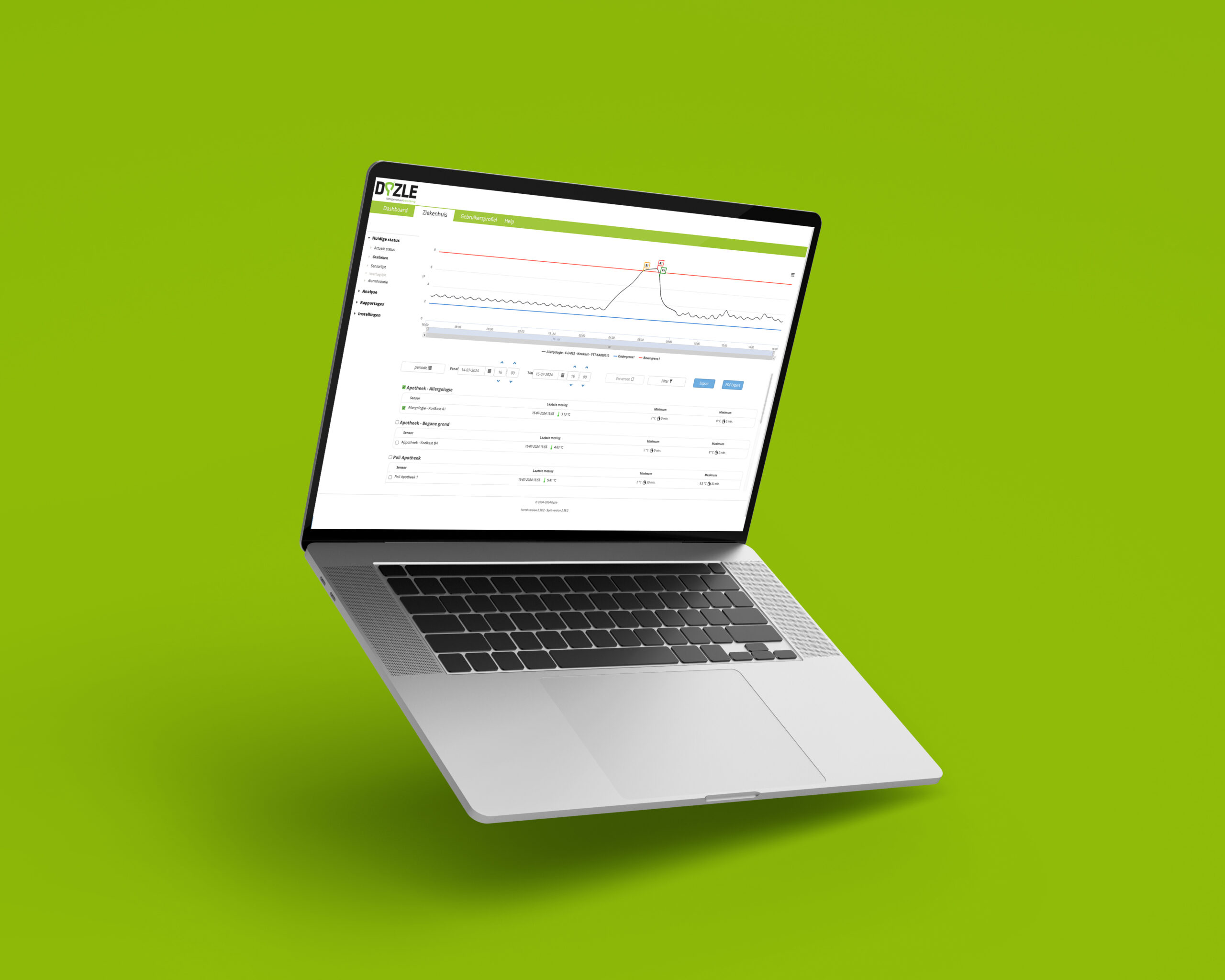 Dyzle's unique online environment of temperature monitoring